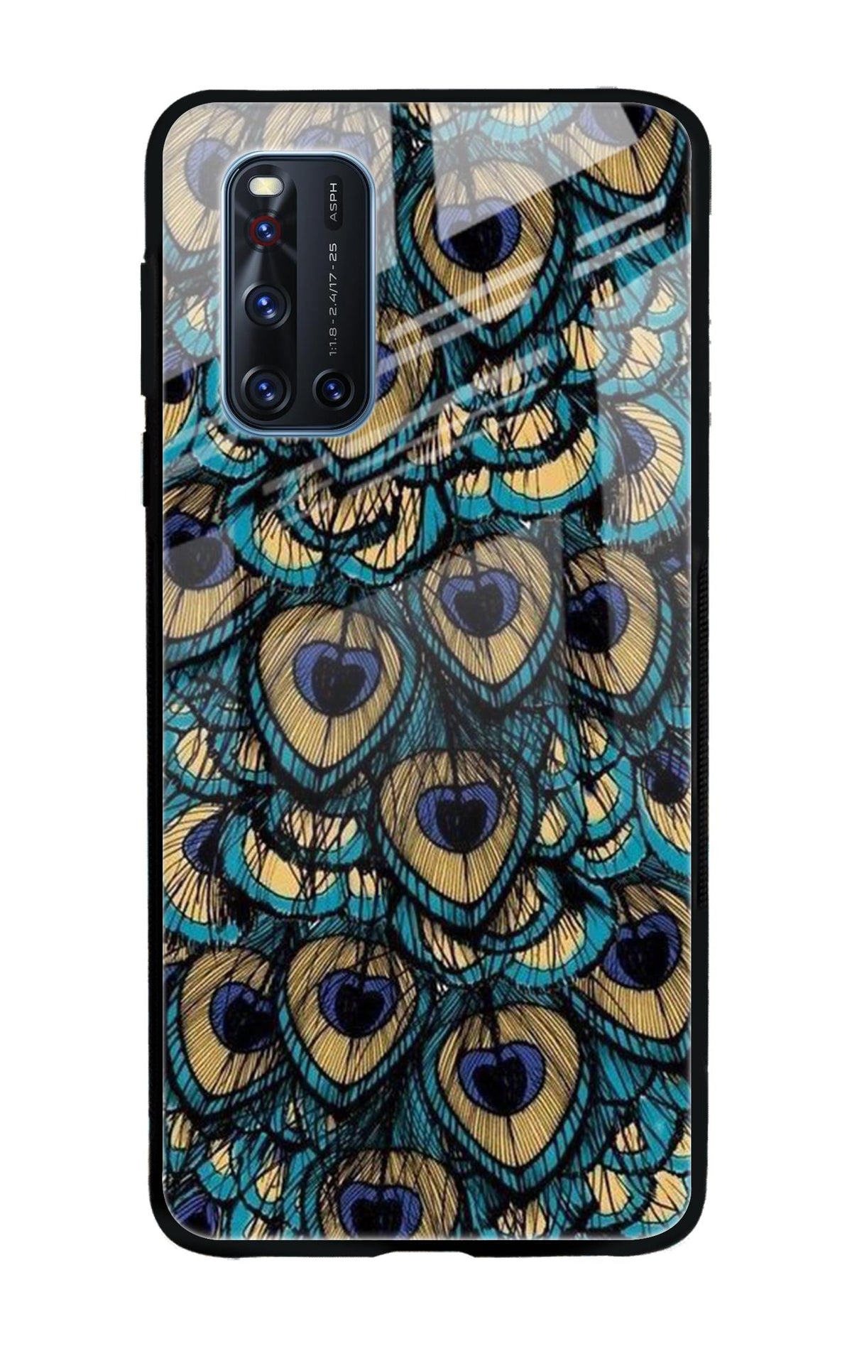 Peacock Feathers Vivo V19 Glass Cases & Covers Online
