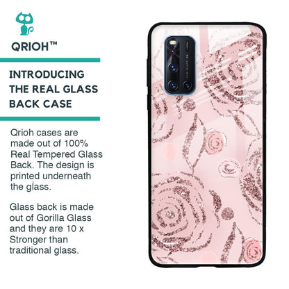 Shimmer Roses Glass case for Vivo V19