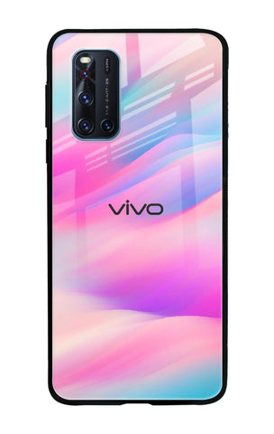 Colorful Waves Vivo V19 Glass Cases & Covers Online