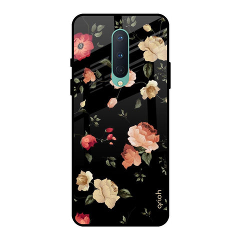 Black Spring Floral OnePlus 8 Glass Back Cover Online