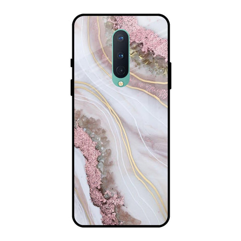 Pink & Gold Gllitter Marble OnePlus 8 Glass Back Cover Online