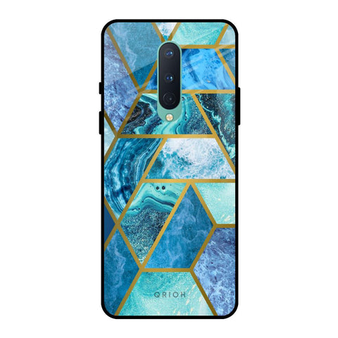 Turquoise Geometrical Marble OnePlus 8 Glass Back Cover Online