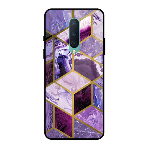 Purple Rhombus Marble OnePlus 8 Glass Back Cover Online