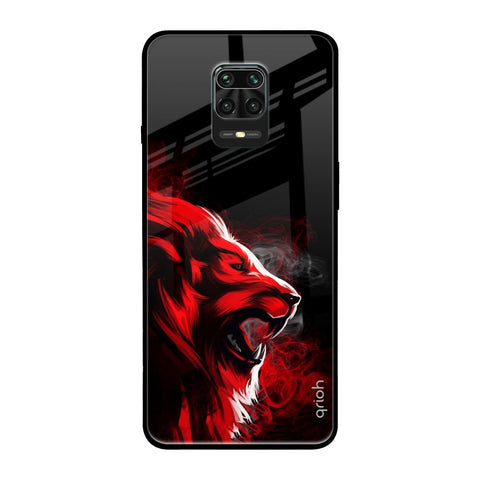 Red Angry Lion Redmi Note 9 Pro Max Glass Back Cover Online