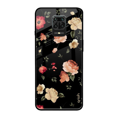 Black Spring Floral Redmi Note 9 Pro Max Glass Back Cover Online