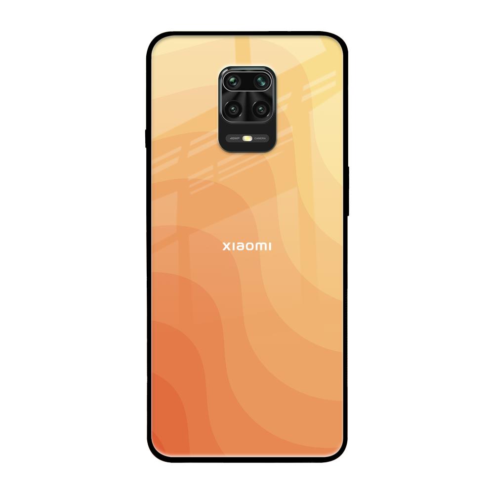 Orange Curve Pattern Redmi Note 9 Pro Max Glass Back Cover Online