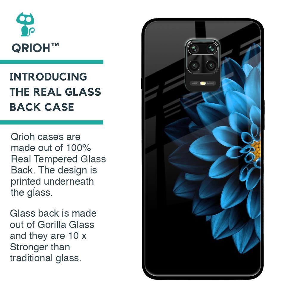 Half Blue Flower Glass Case for Redmi Note 9 Pro Max