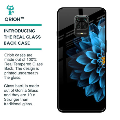 Half Blue Flower Glass Case for Redmi Note 9 Pro Max