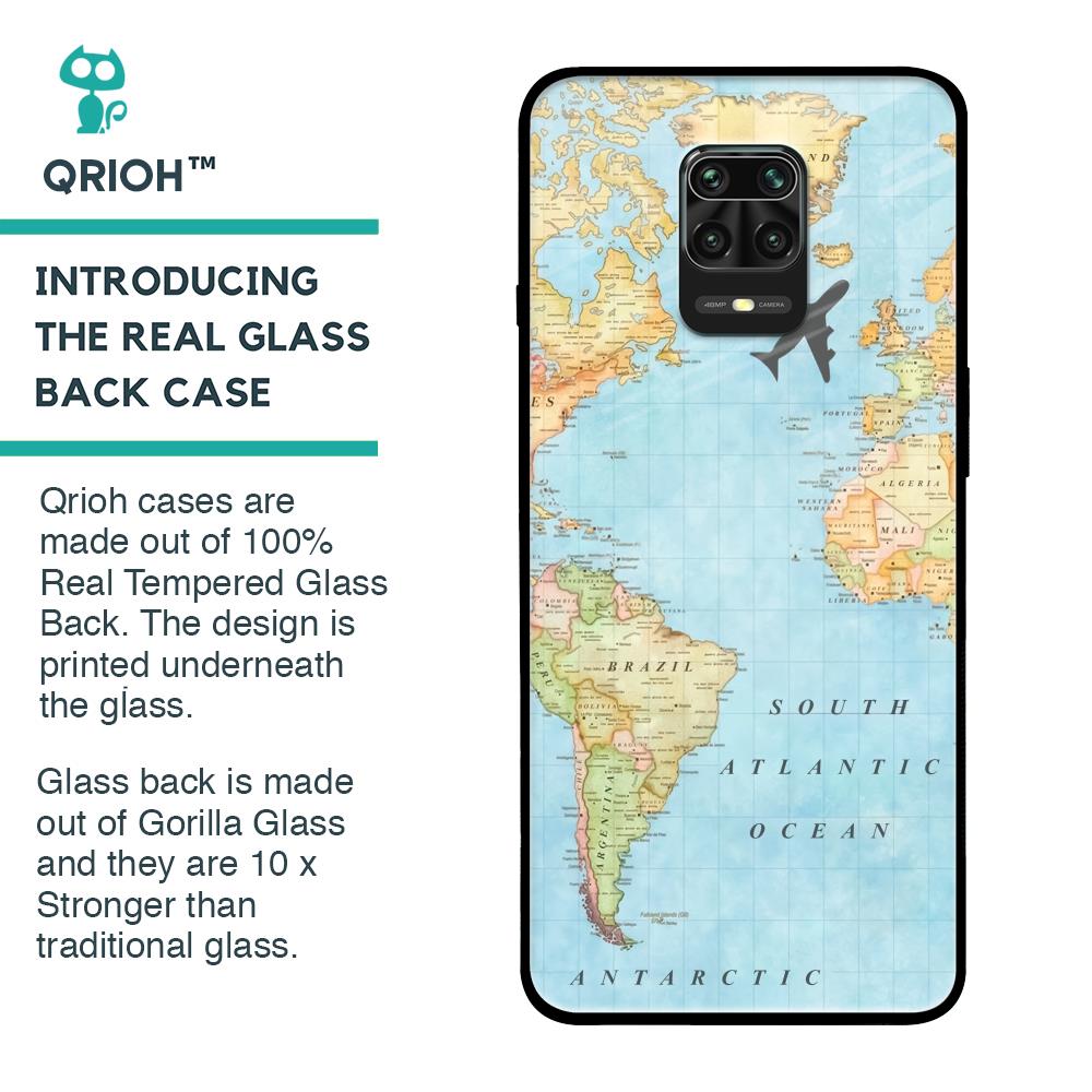 Travel Map Glass Case for Redmi Note 9 Pro Max