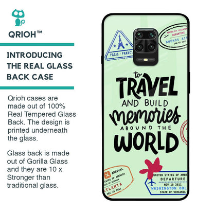 Travel Stamps Glass Case for Redmi Note 9 Pro Max