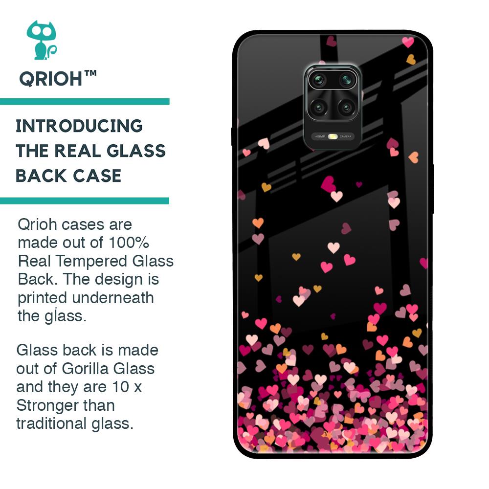 Heart Rain Fall Glass Case For Redmi Note 9 Pro Max