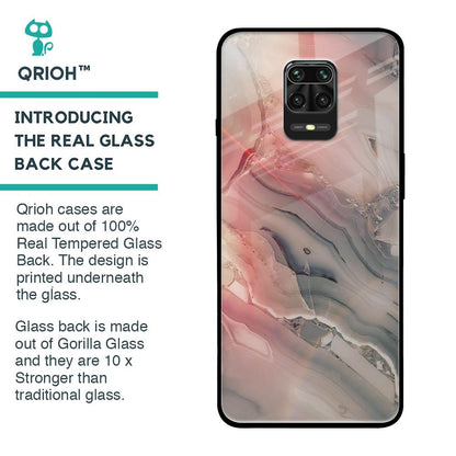 Pink And Grey Marble Glass Case For Redmi Note 9 Pro Max