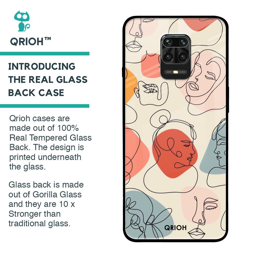Abstract Faces Glass Case for Redmi Note 9 Pro Max