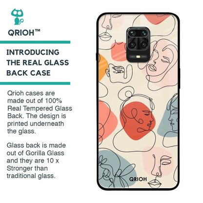 Abstract Faces Glass Case for Redmi Note 9 Pro Max