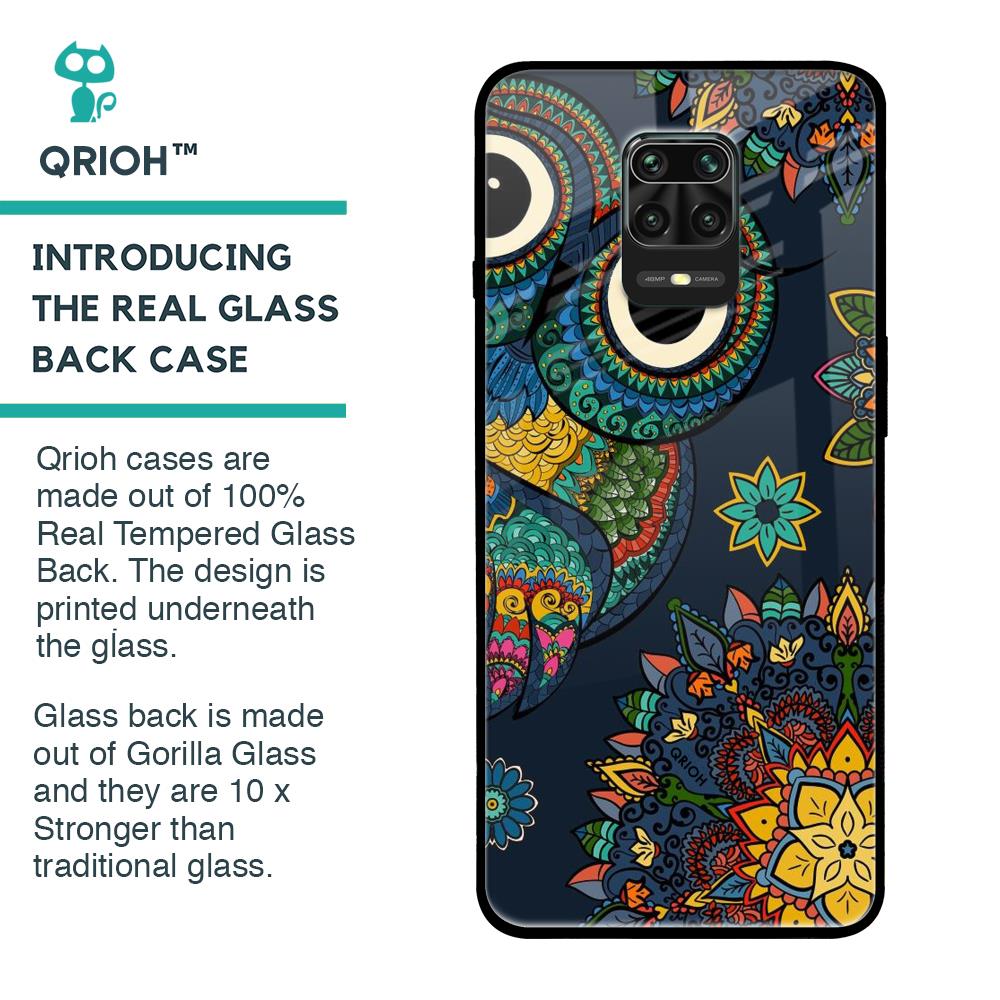 Owl Art Glass Case for Redmi Note 9 Pro Max
