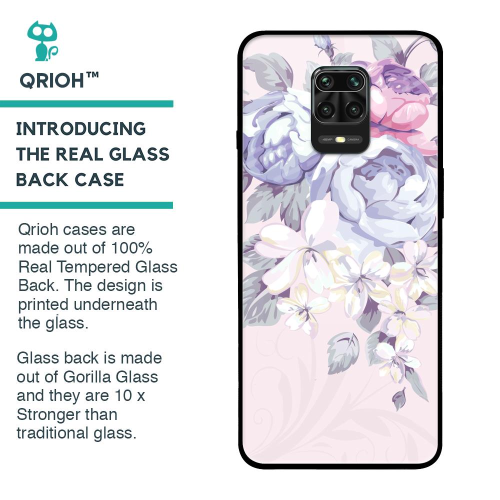 Elegant Floral Glass case for Redmi Note 9 Pro Max