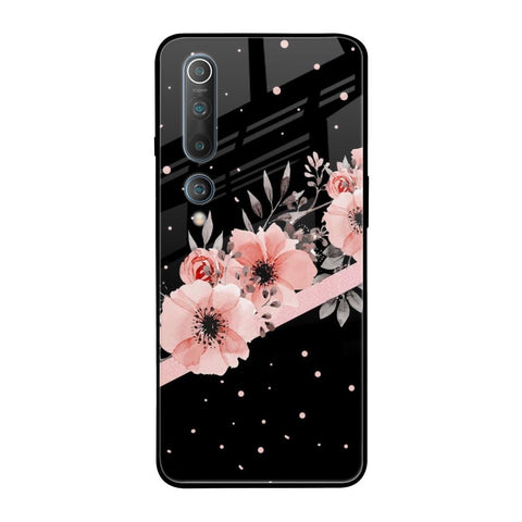 Floral Black Band Xiaomi Mi 10 Glass Back Cover Online