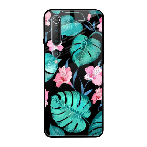 Tropical Leaves & Pink Flowers Xiaomi Mi 10 Glass Back Cover Online