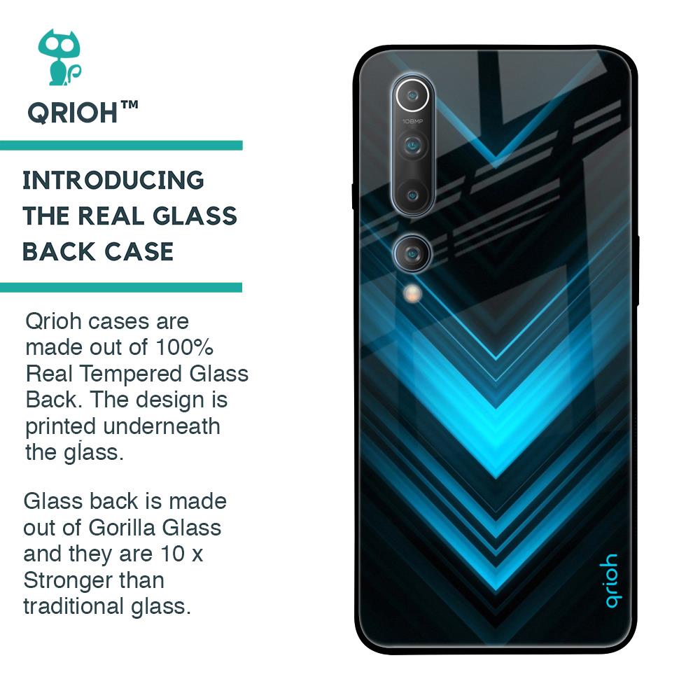 Vertical Blue Arrow Glass Case For Xiaomi Mi 10