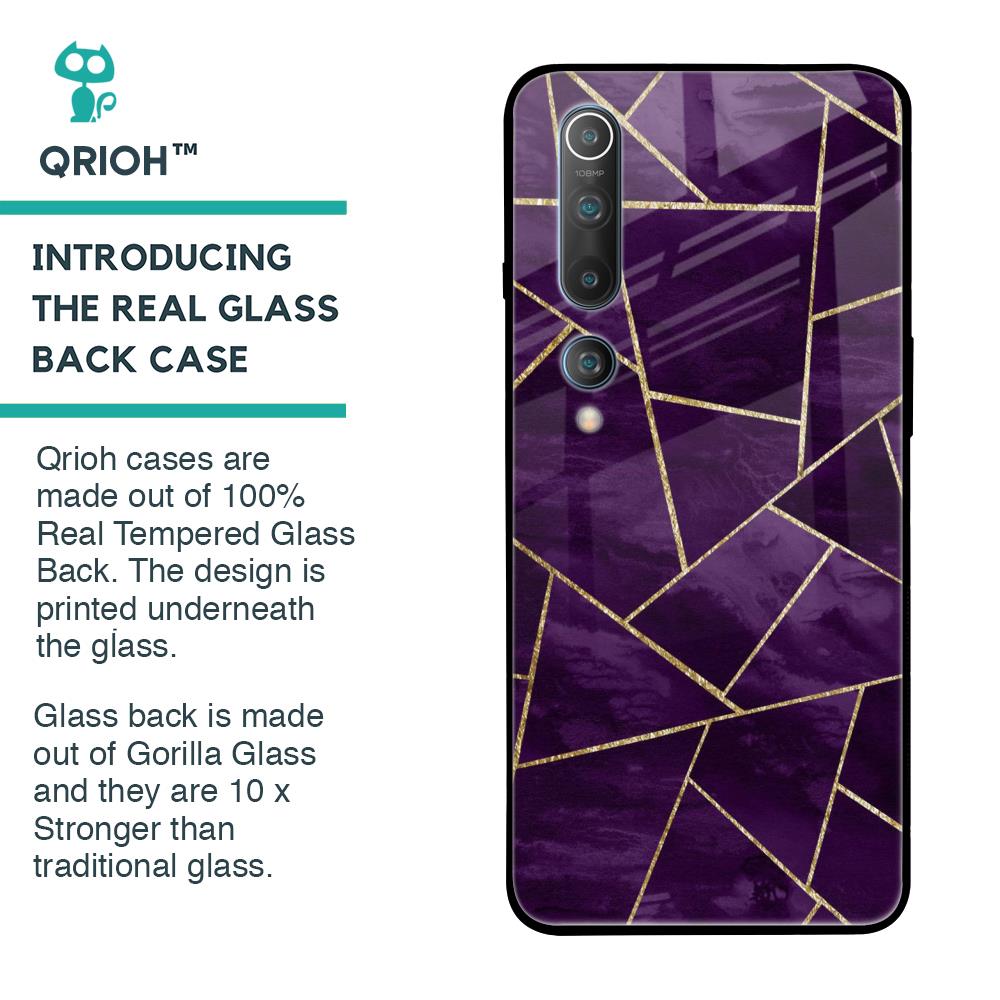 Geometric Purple Glass Case For Xiaomi Mi 10