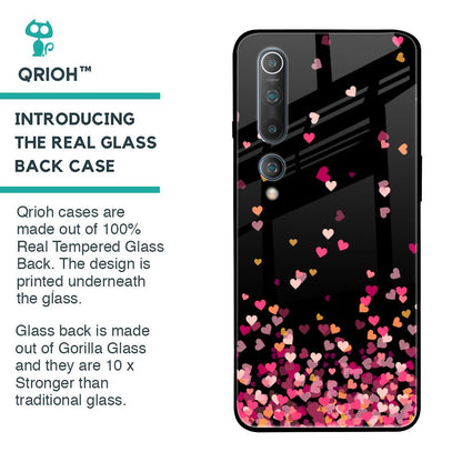 Heart Rain Fall Glass Case For Xiaomi Mi 10