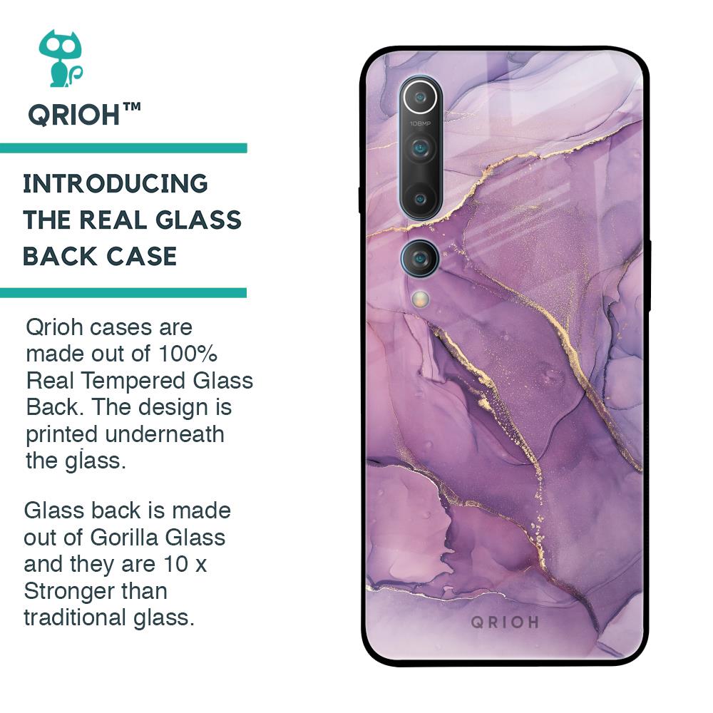 Purple Gold Marble Glass Case for Xiaomi Mi 10