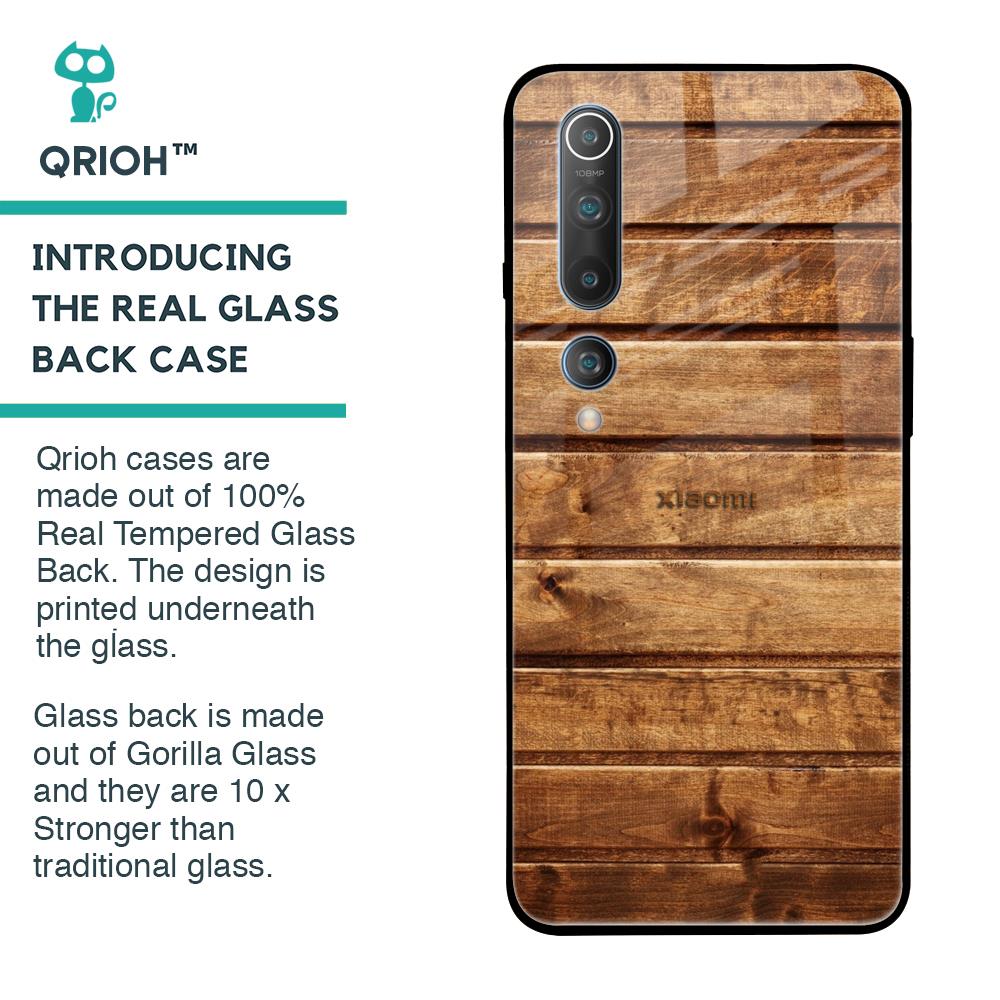 Wooden Planks Glass Case for Xiaomi Mi 10
