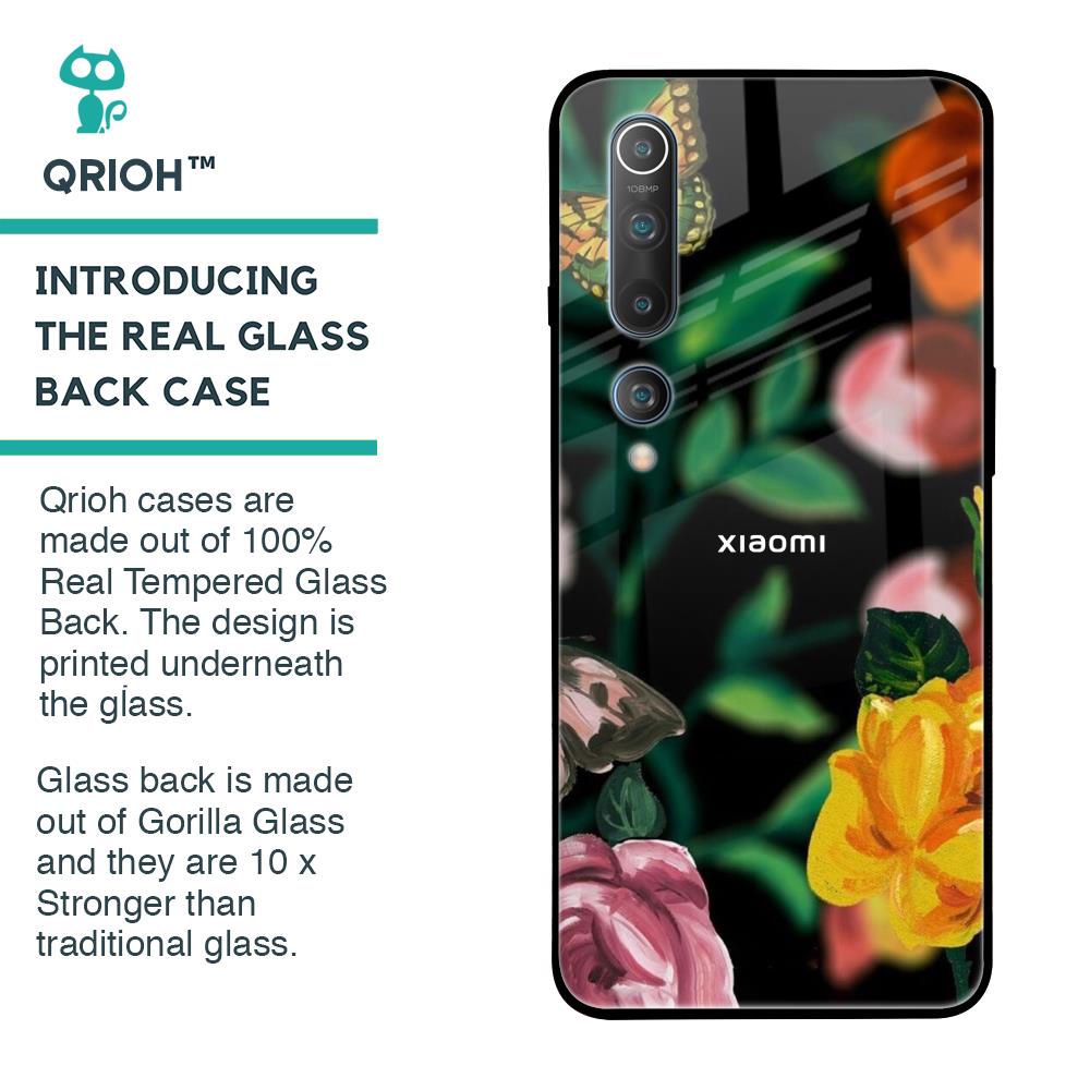 Flowers & Butterfly Glass Case for Xiaomi Mi 10