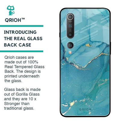 Blue Golden Glitter Glass Case for Xiaomi Mi 10 Pro