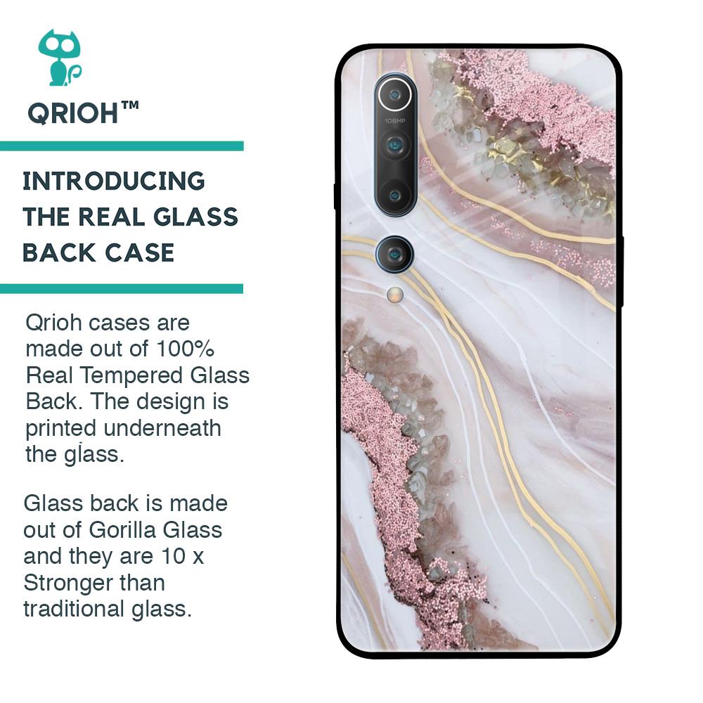 Pink & Gold Gllitter Marble Glass Case for Xiaomi Mi 10 Pro