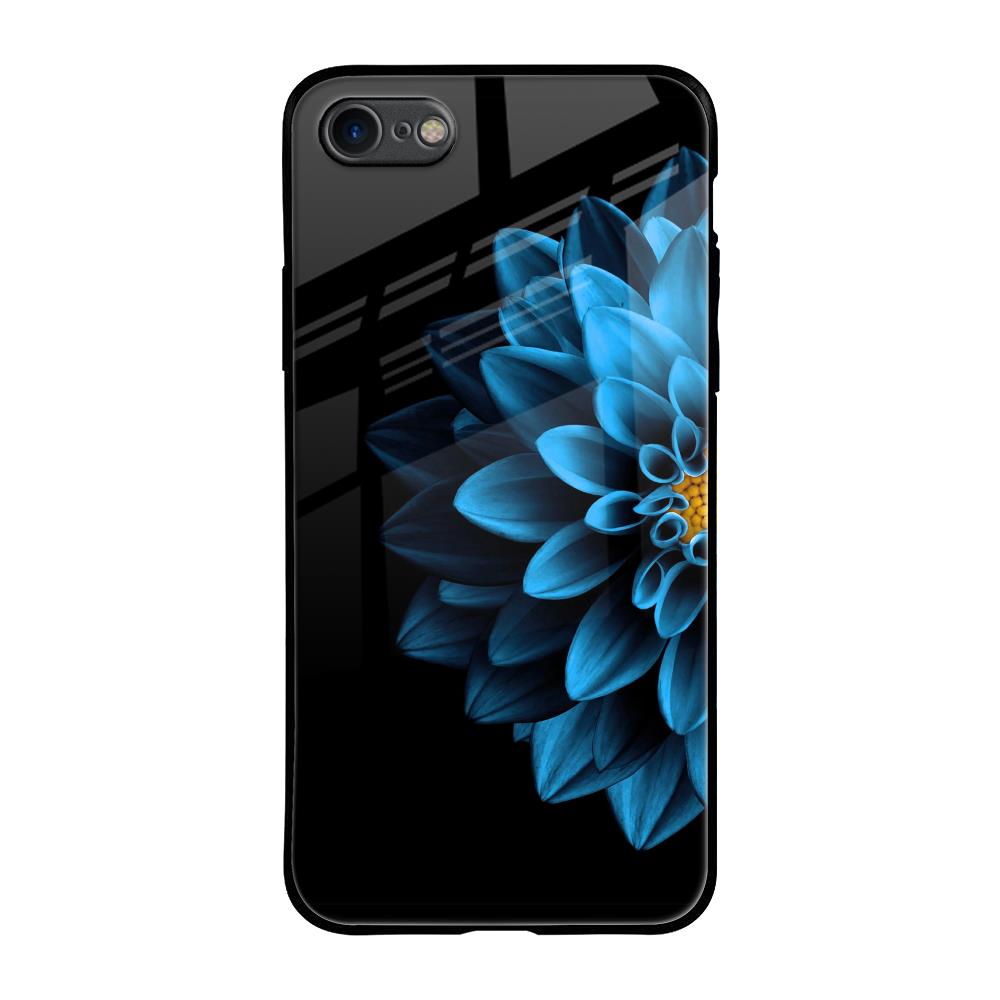 Half Blue Flower iPhone SE 2020 Glass Back Cover Online