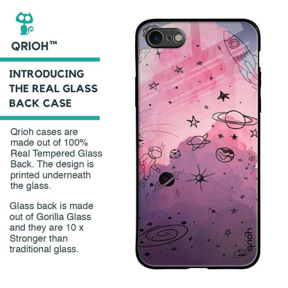 Space Doodles Glass Case for iPhone SE 2020