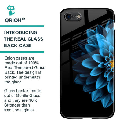 Half Blue Flower Glass Case for iPhone SE 2020
