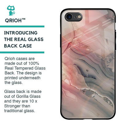 Pink And Grey Marble Glass Case For iPhone SE 2020
