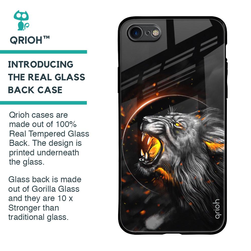 Aggressive Lion Glass Case for iPhone SE 2020
