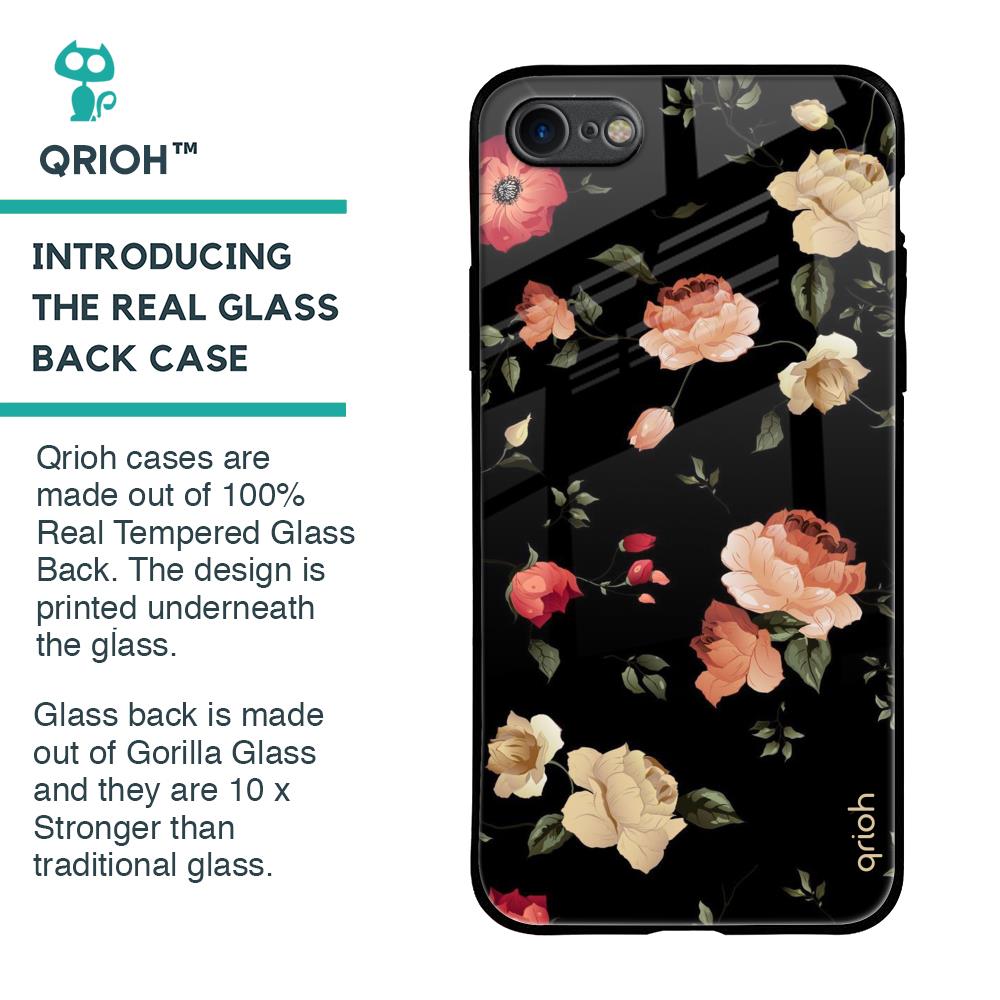 Black Spring Floral Glass Case for iPhone SE 2020