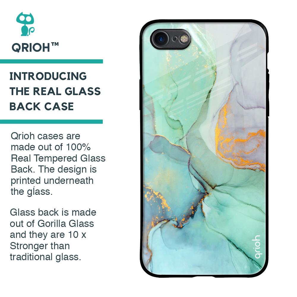 Green Marble Glass Case for iPhone SE 2020