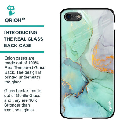 Green Marble Glass Case for iPhone SE 2020