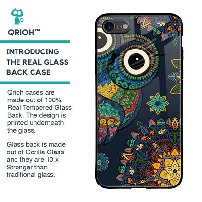 Owl Art Glass Case for iPhone SE 2020