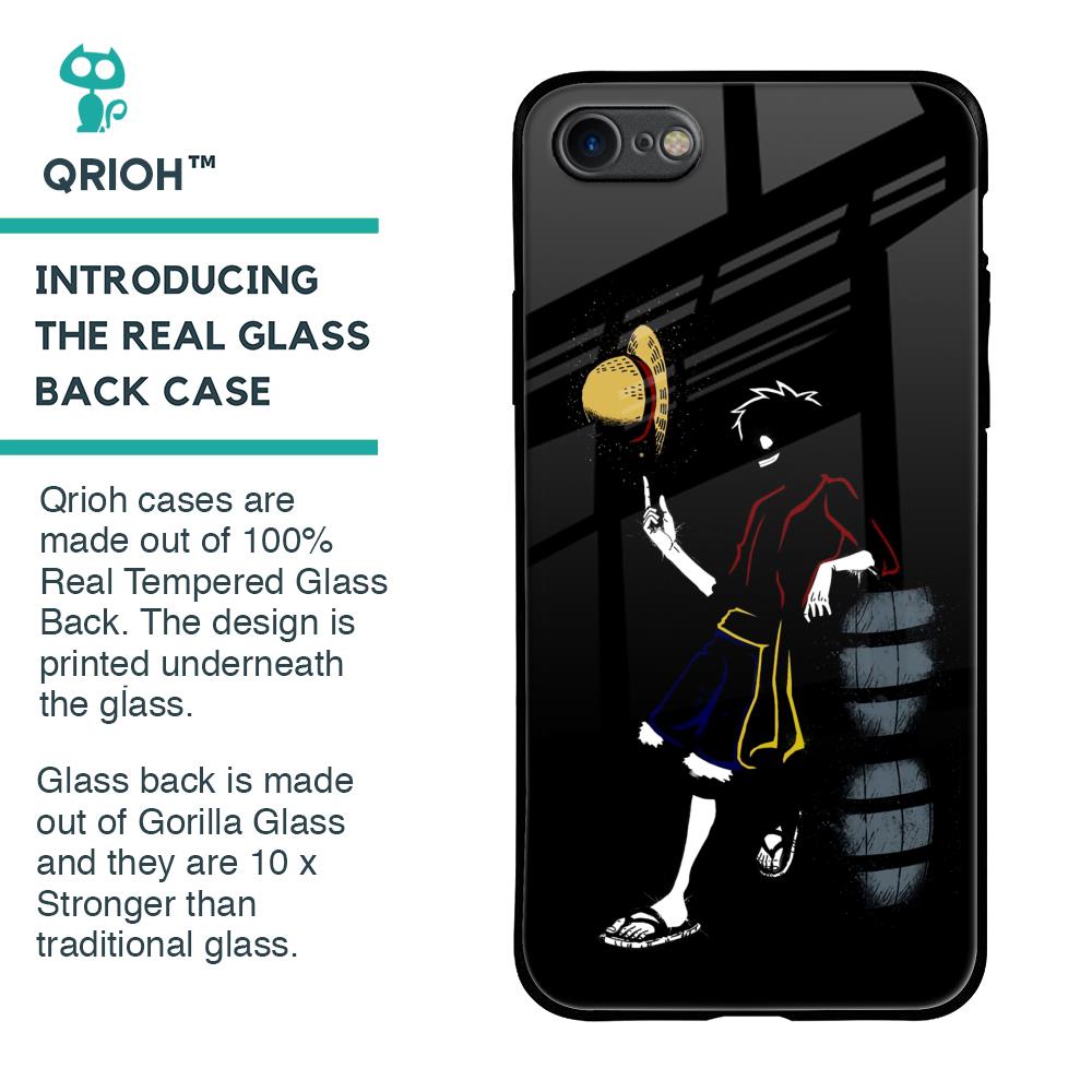 Luffy Line Art Glass Case for iPhone SE 2020