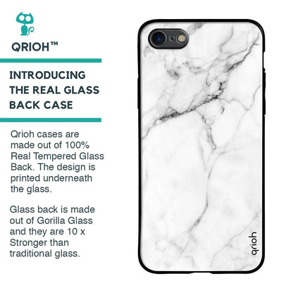 Modern White Marble Glass Case for iPhone SE 2020