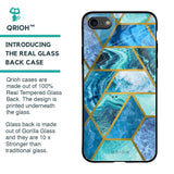 Turquoise Geometrical Marble Glass Case for iPhone SE 2020