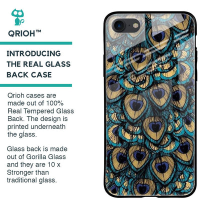 Peacock Feathers Glass case for iPhone SE 2020