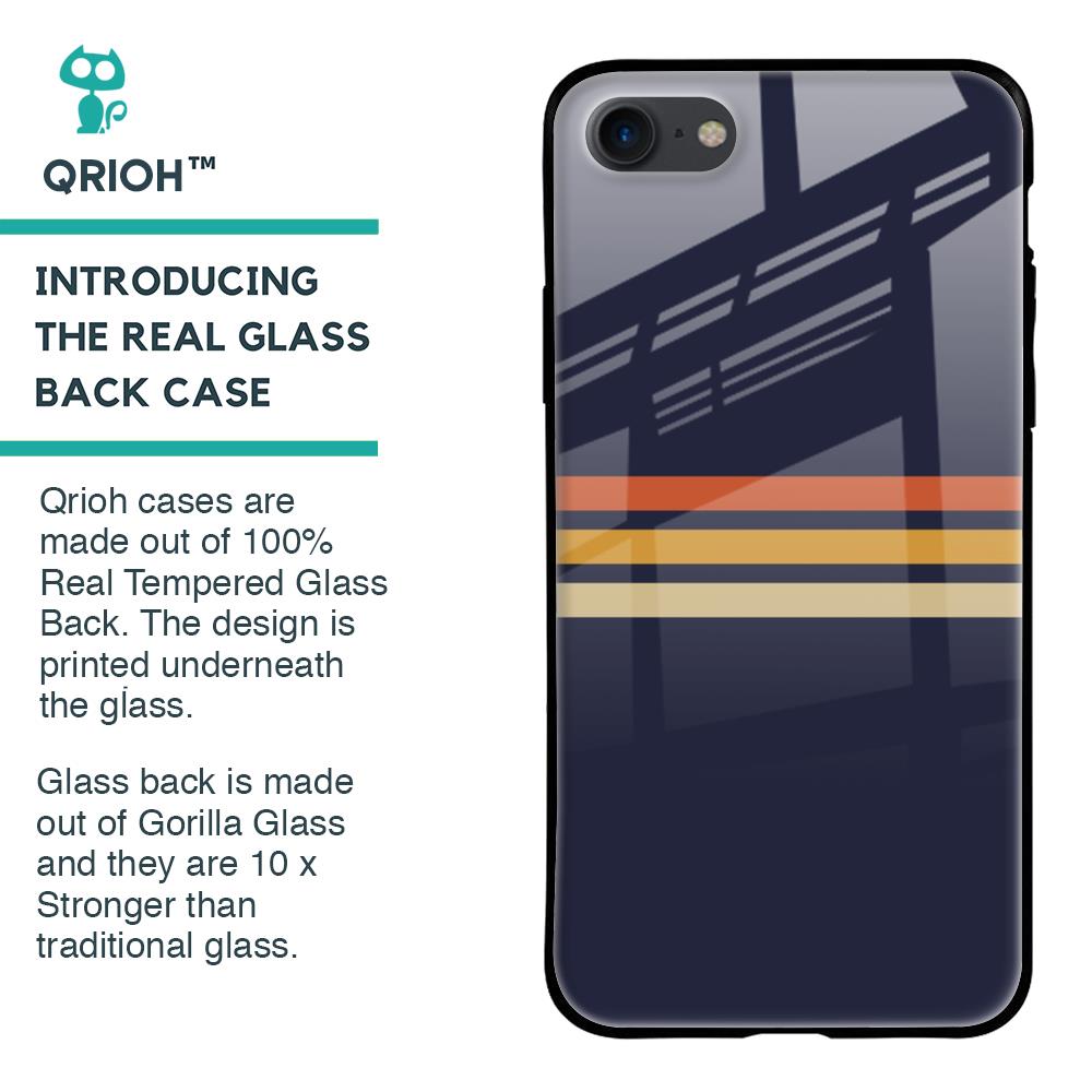 Tricolor Stripes Glass Case For iPhone SE 2020