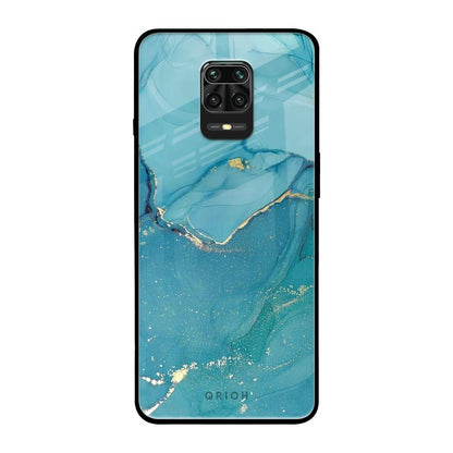 Blue Golden Glitter Xiaomi Redmi Note 9 Pro Glass Back Cover Online