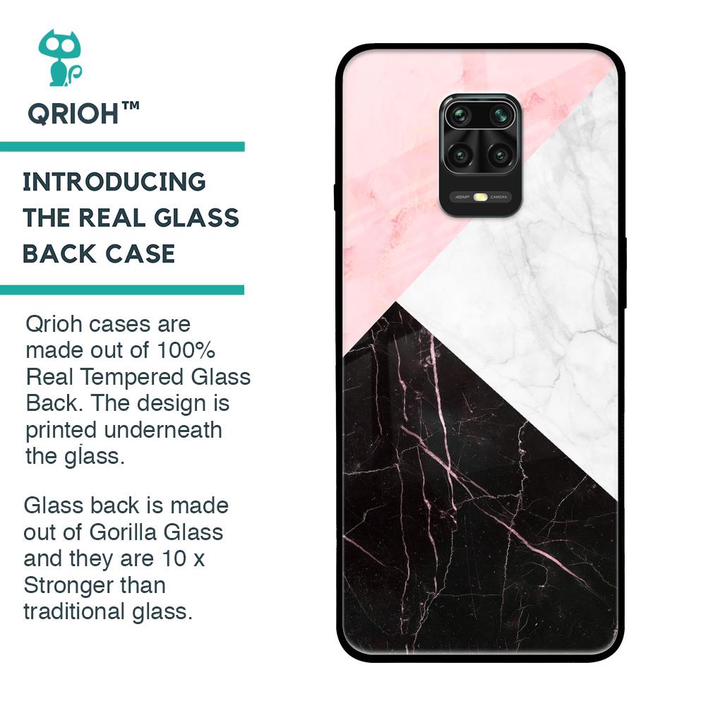 Marble Collage Art Glass Case For Xiaomi Redmi Note 9 Pro