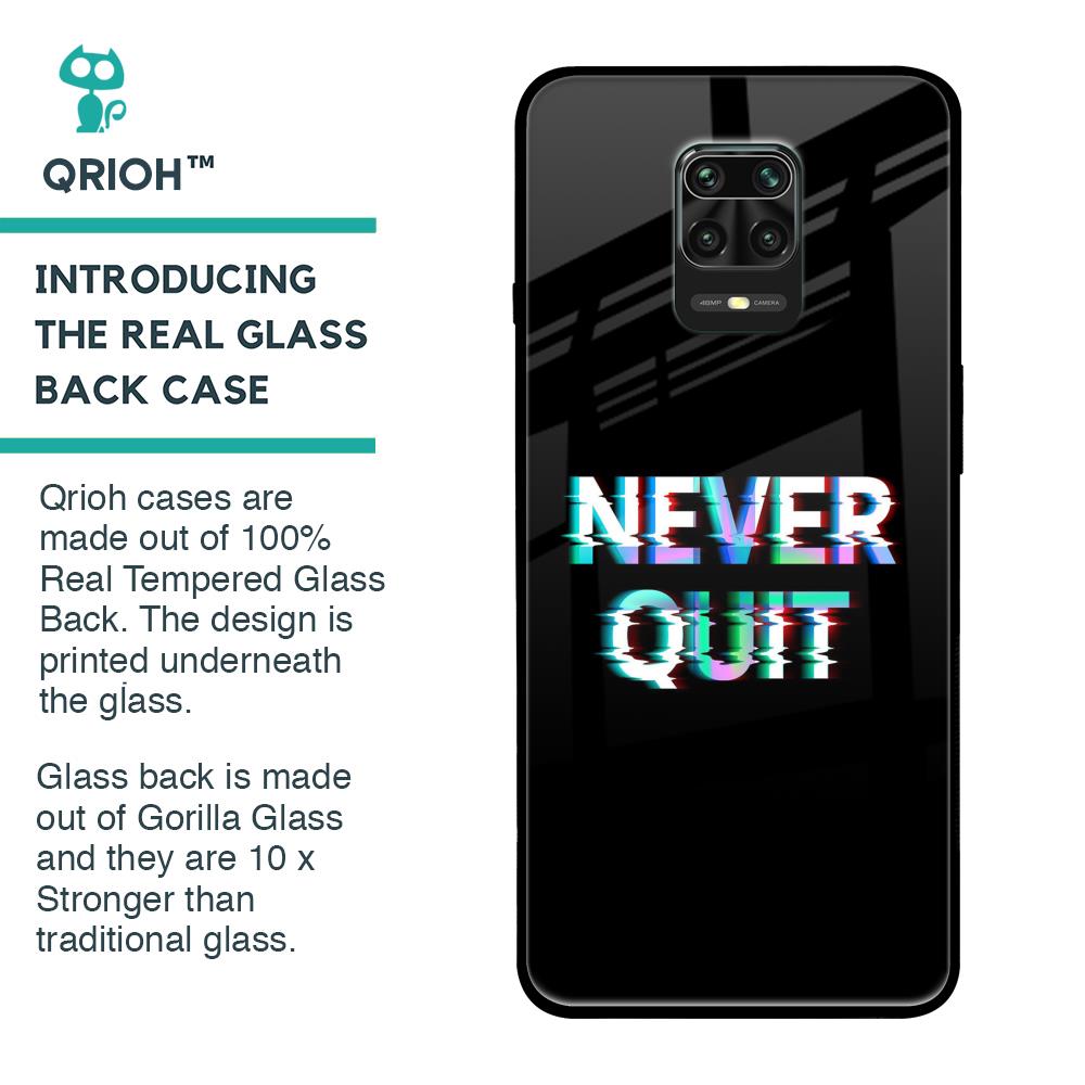 Never Quit Glass Case For Xiaomi Redmi Note 9 Pro