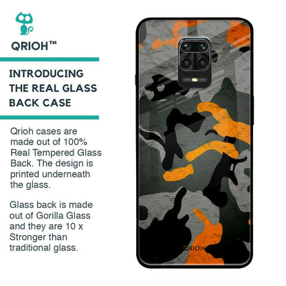 Camouflage Orange Glass Case For Xiaomi Redmi Note 9 Pro