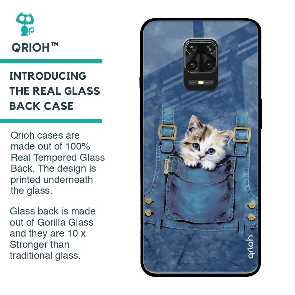 Kitty In Pocket Glass Case For Xiaomi Redmi Note 9 Pro