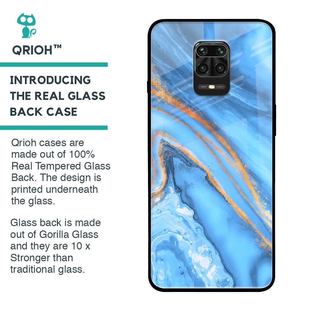 Vibrant Blue Marble Glass Case for Xiaomi Redmi Note 9 Pro